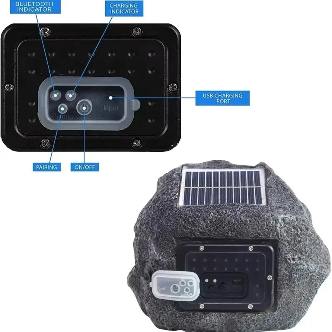 LarnClis Solar Powered Waterproof Rock Speaker