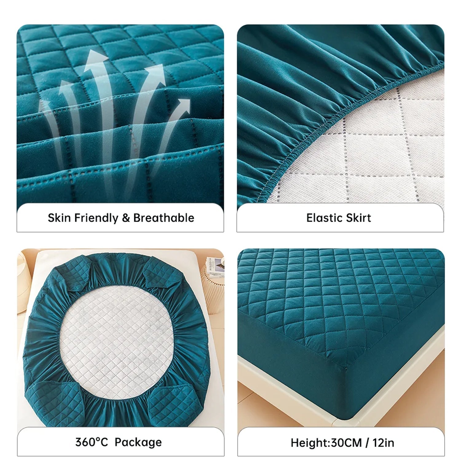 LaxProfi Waterproof Mattress Protector Quilted Breathable Noiseless TPU Barrier