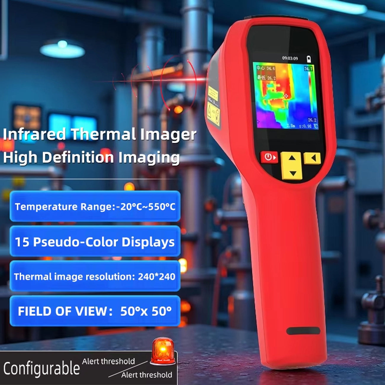 LensFlaro Thermal Imaging Camera 240x240 Resolution with -20°C to 550°C Range, 15 Color Modes and 4GB Storage
