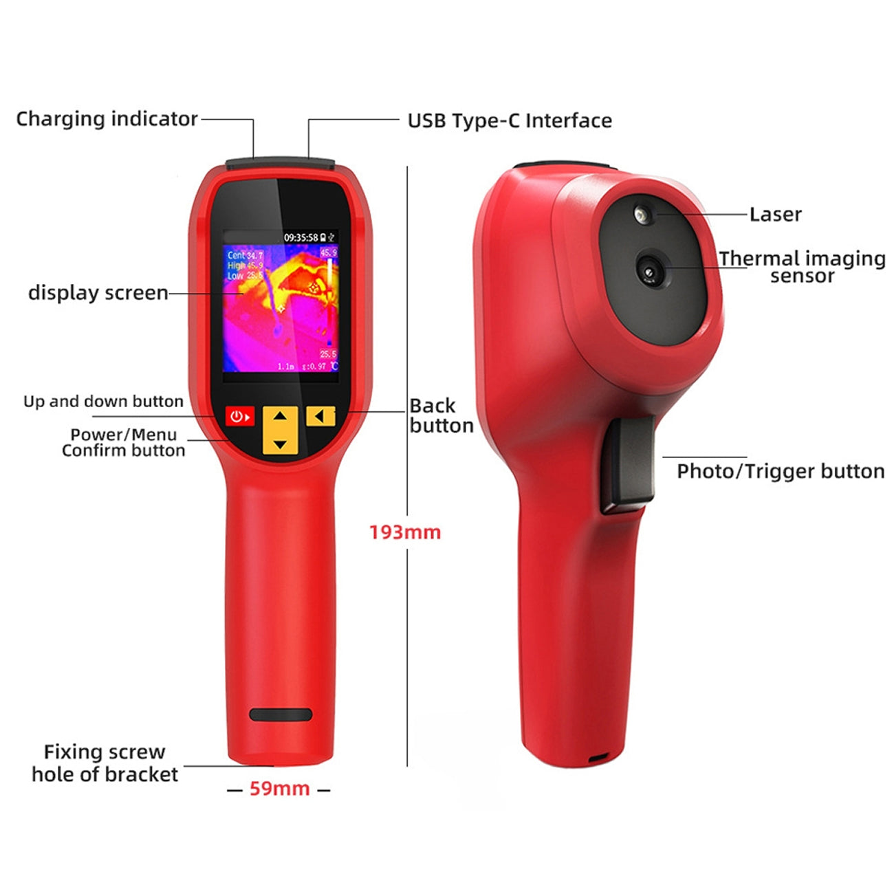 LensFlaro Thermal Imaging Camera 240x240 Resolution with -20°C to 550°C Range, 15 Color Modes and 4GB Storage