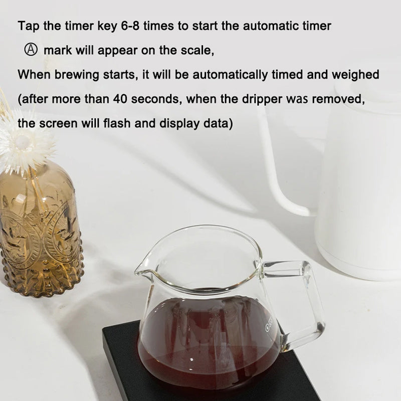 LiGramix Black Mirror Digital Coffee Scale with Timer