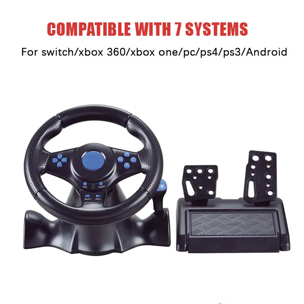 LiroSpio Gaming Steering Wheel 7-in-1 Universal Racing Wheel with Linear Pedals