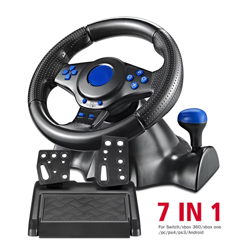 LiroSpio Gaming Steering Wheel 7-in-1 Universal Racing Wheel with Linear Pedals