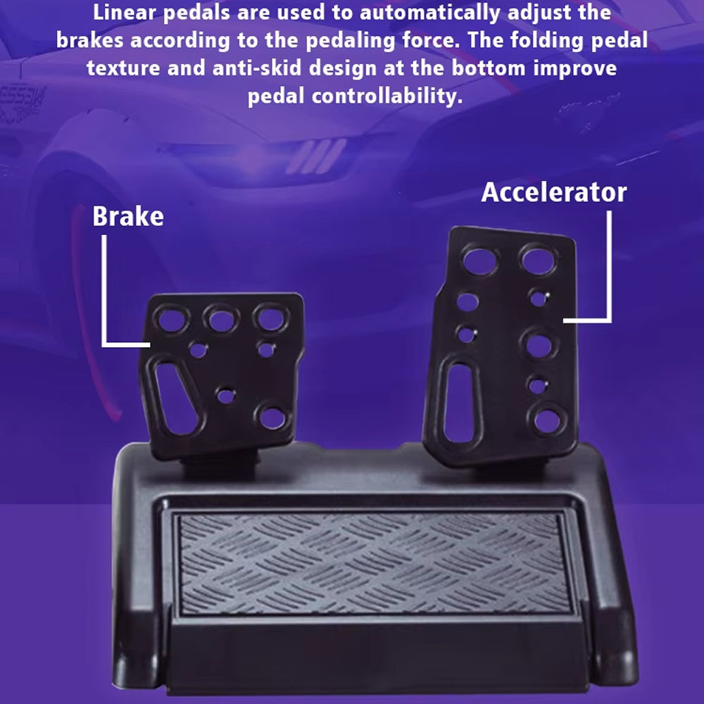 LiroSpio Gaming Steering Wheel 7-in-1 Universal Racing Wheel with Linear Pedals
