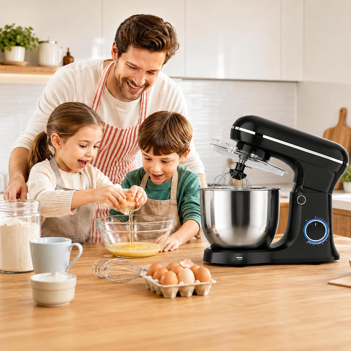 LoenVint 1500W Stand Mixer with 6QT Stainless Steel Bowl