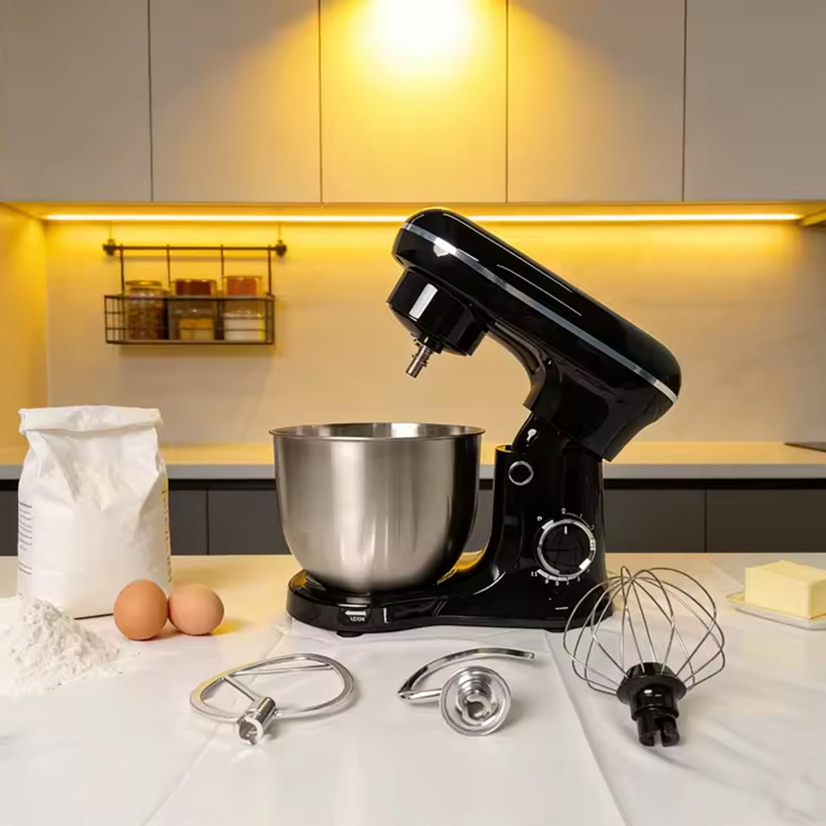 LoenVint 1500W Stand Mixer with 6QT Stainless Steel Bowl