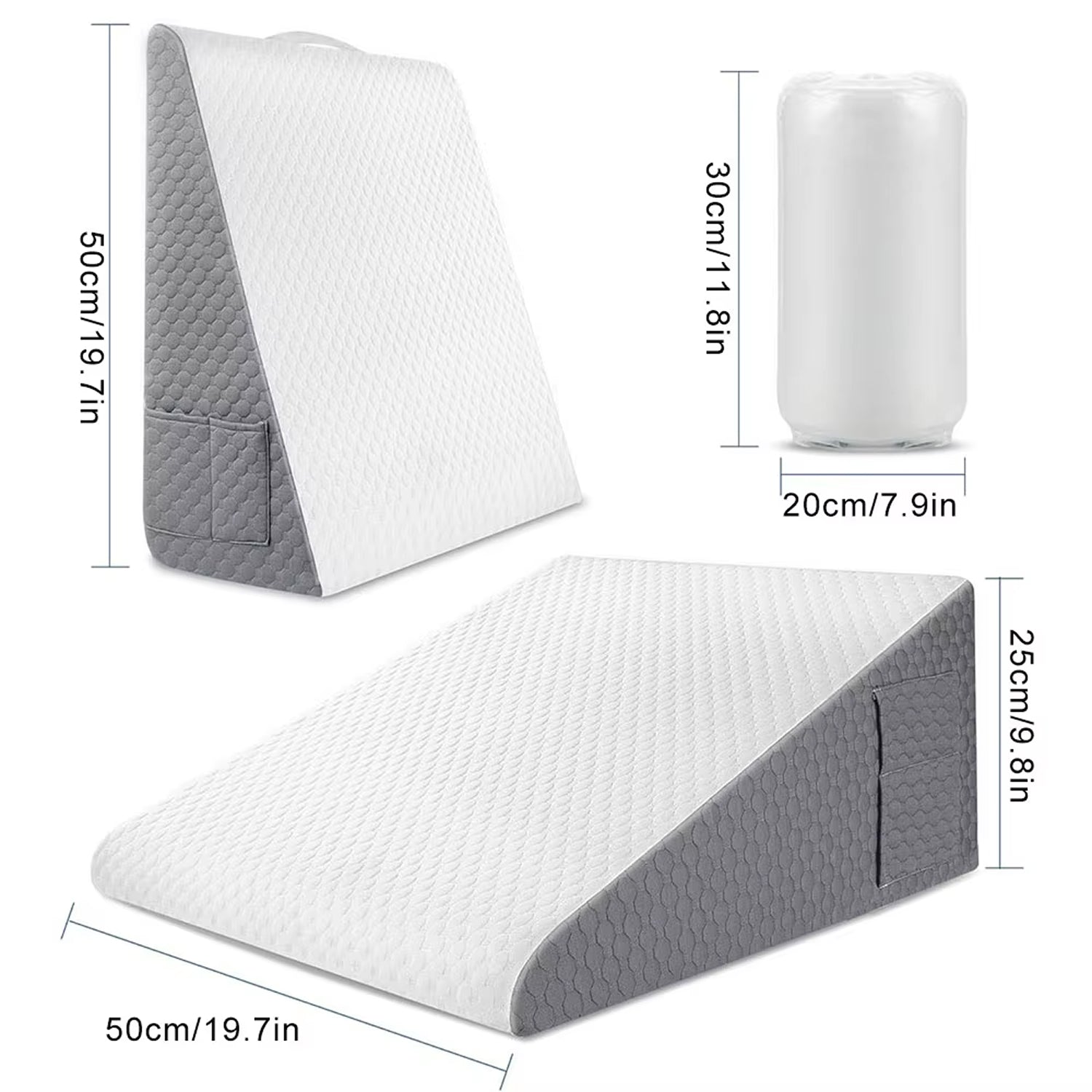 LeanHavi 4-in-1 Orthopedic Wedge Pillow with Dual-Layer Memory Foam, Breathable Quilted Cover and Integrated Storage Pockets