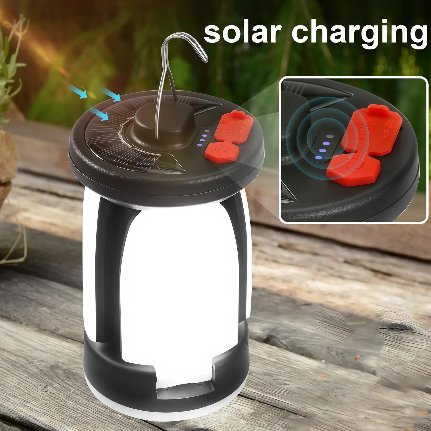 LomiFors Solar & USB Rechargeable Emergency Camping Lantern with Power Bank