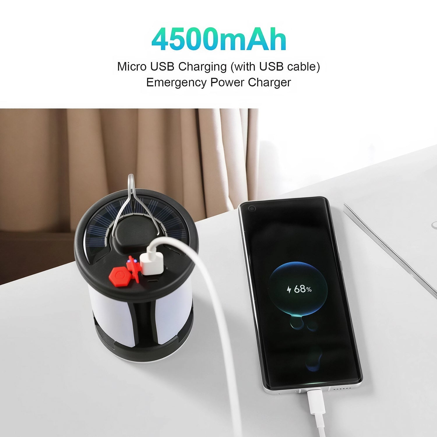LomiFors Solar & USB Rechargeable Emergency Camping Lantern with Power Bank
