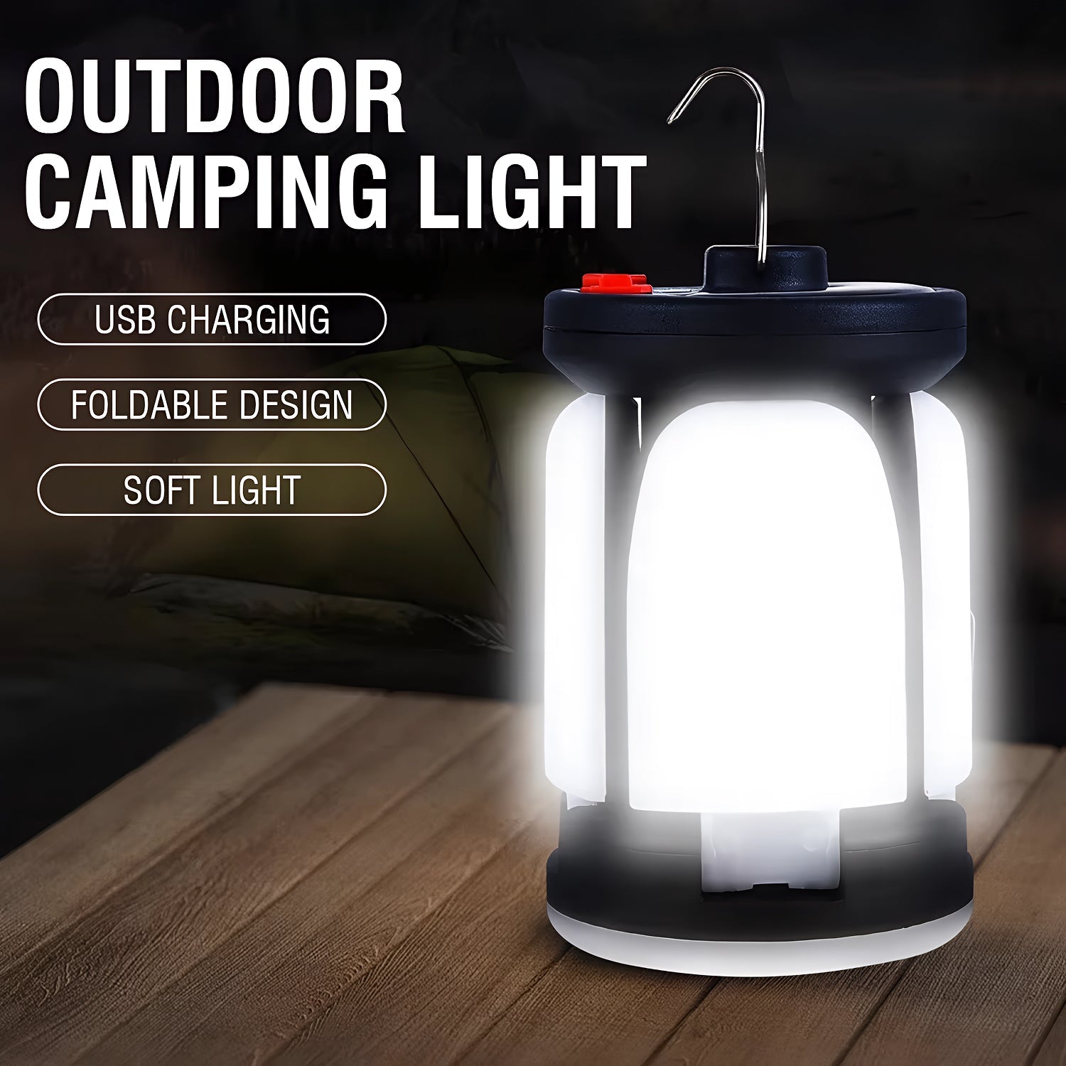 LomiFors Solar & USB Rechargeable Emergency Camping Lantern with Power Bank