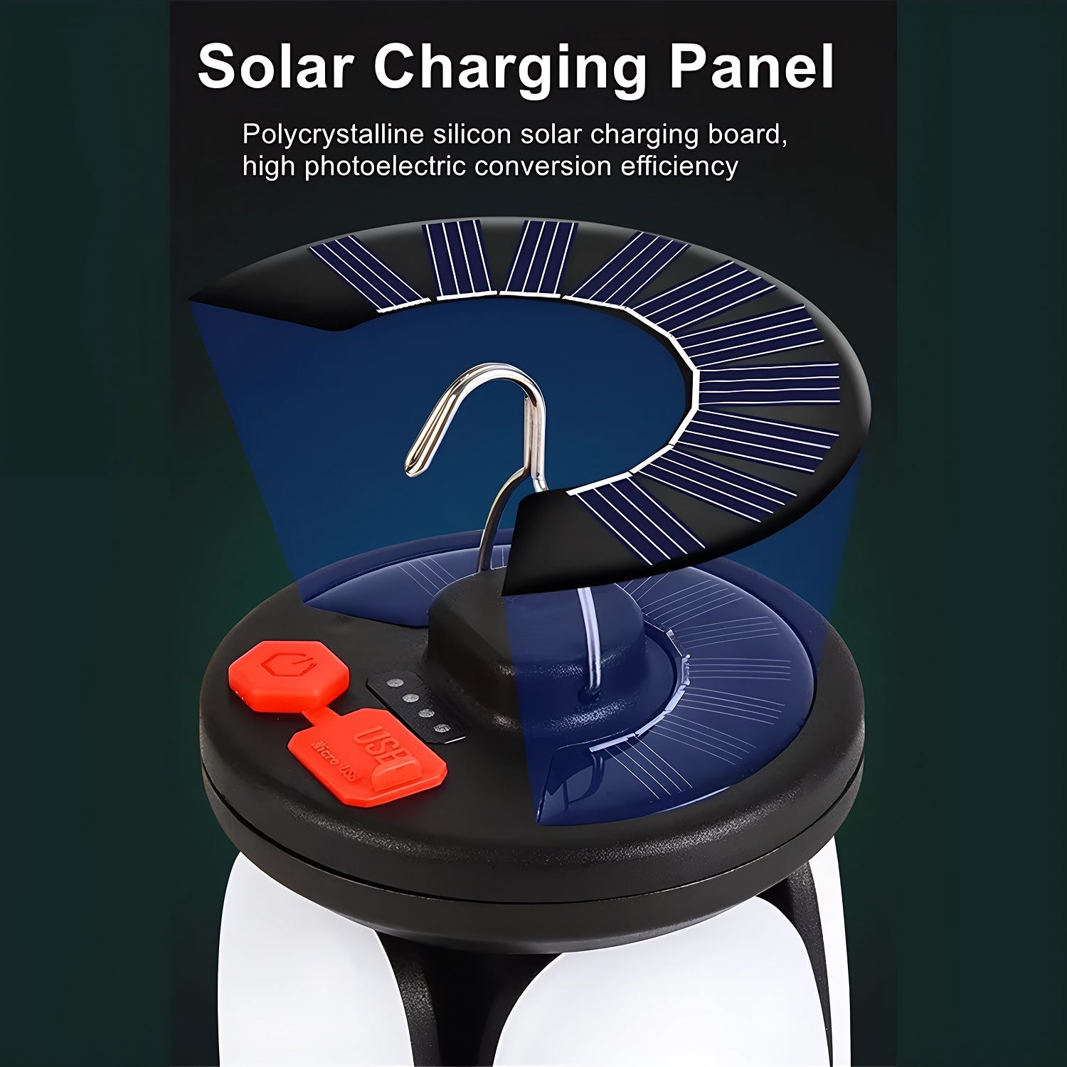LomiFors Solar & USB Rechargeable Emergency Camping Lantern with Power Bank
