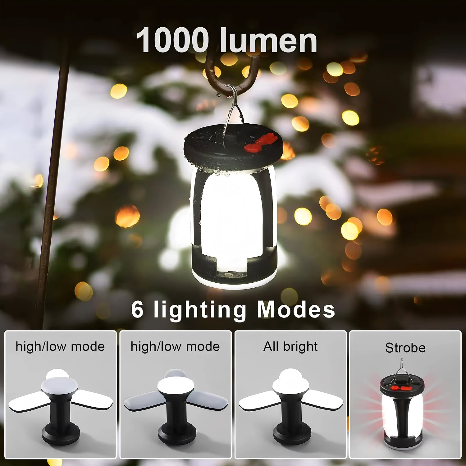 LomiFors Solar & USB Rechargeable Emergency Camping Lantern with Power Bank