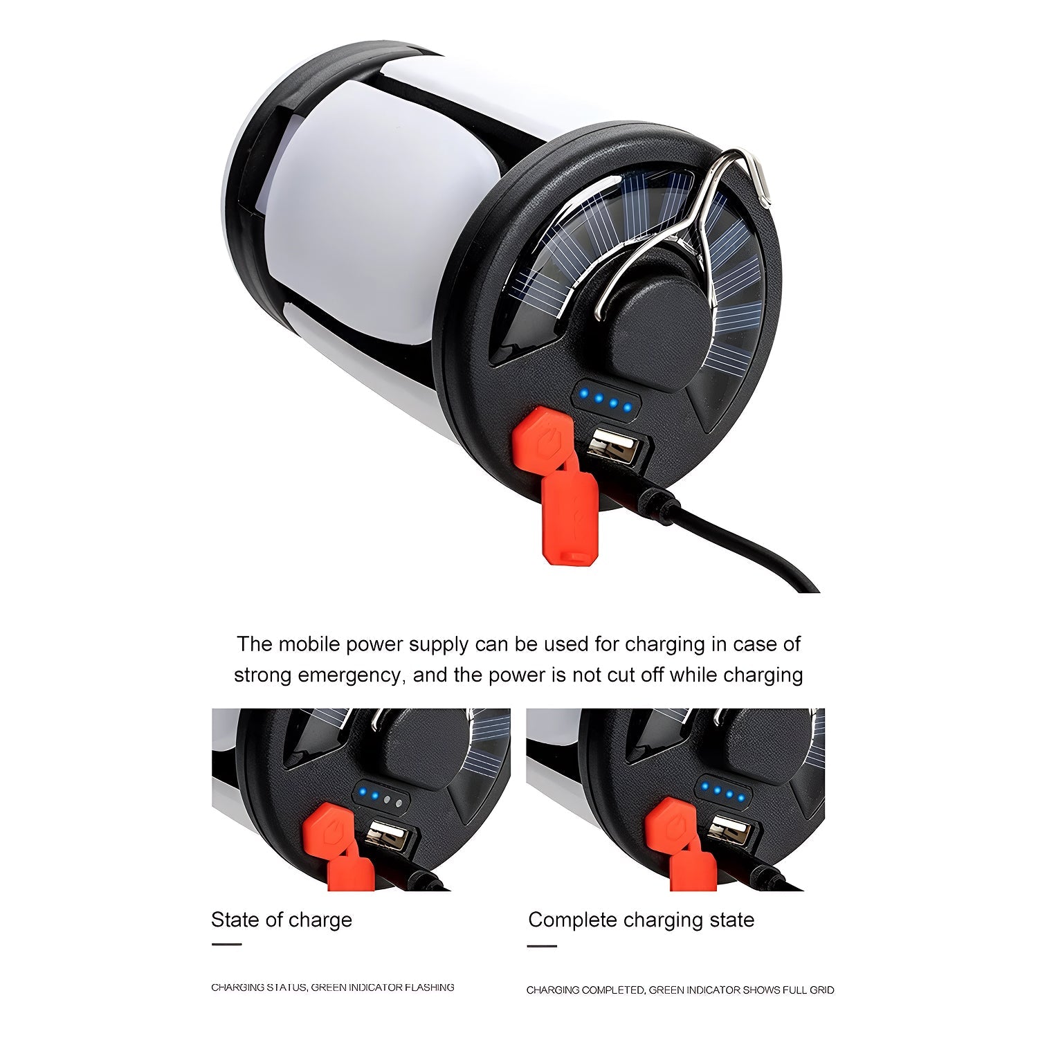 LomiFors Solar & USB Rechargeable Emergency Camping Lantern with Power Bank