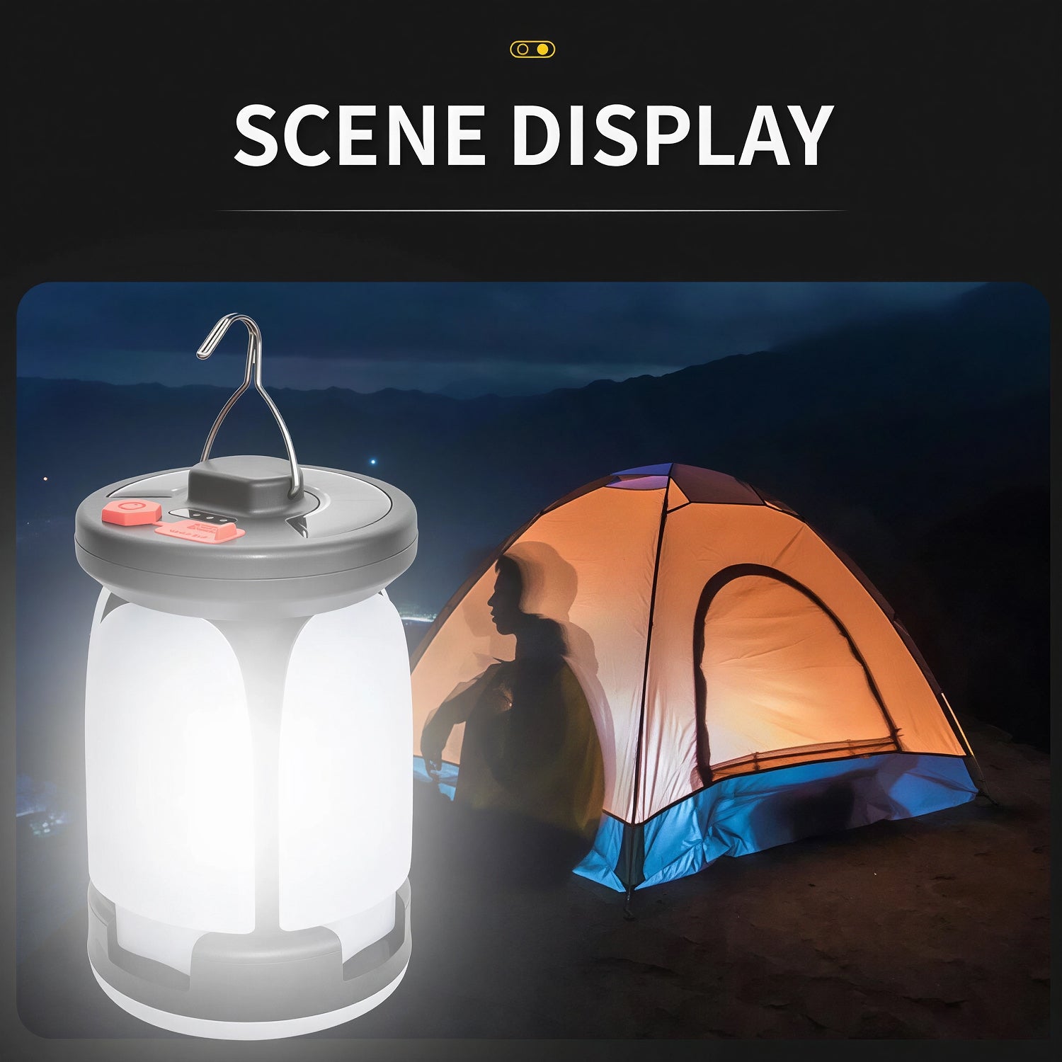 LomiFors Solar & USB Rechargeable Emergency Camping Lantern with Power Bank