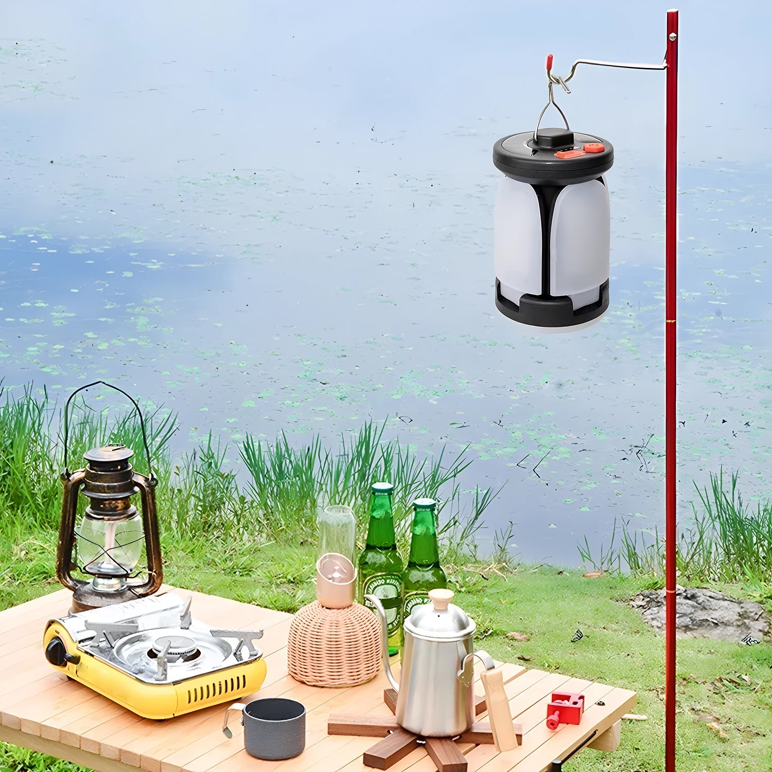 LomiFors Solar & USB Rechargeable Emergency Camping Lantern with Power Bank