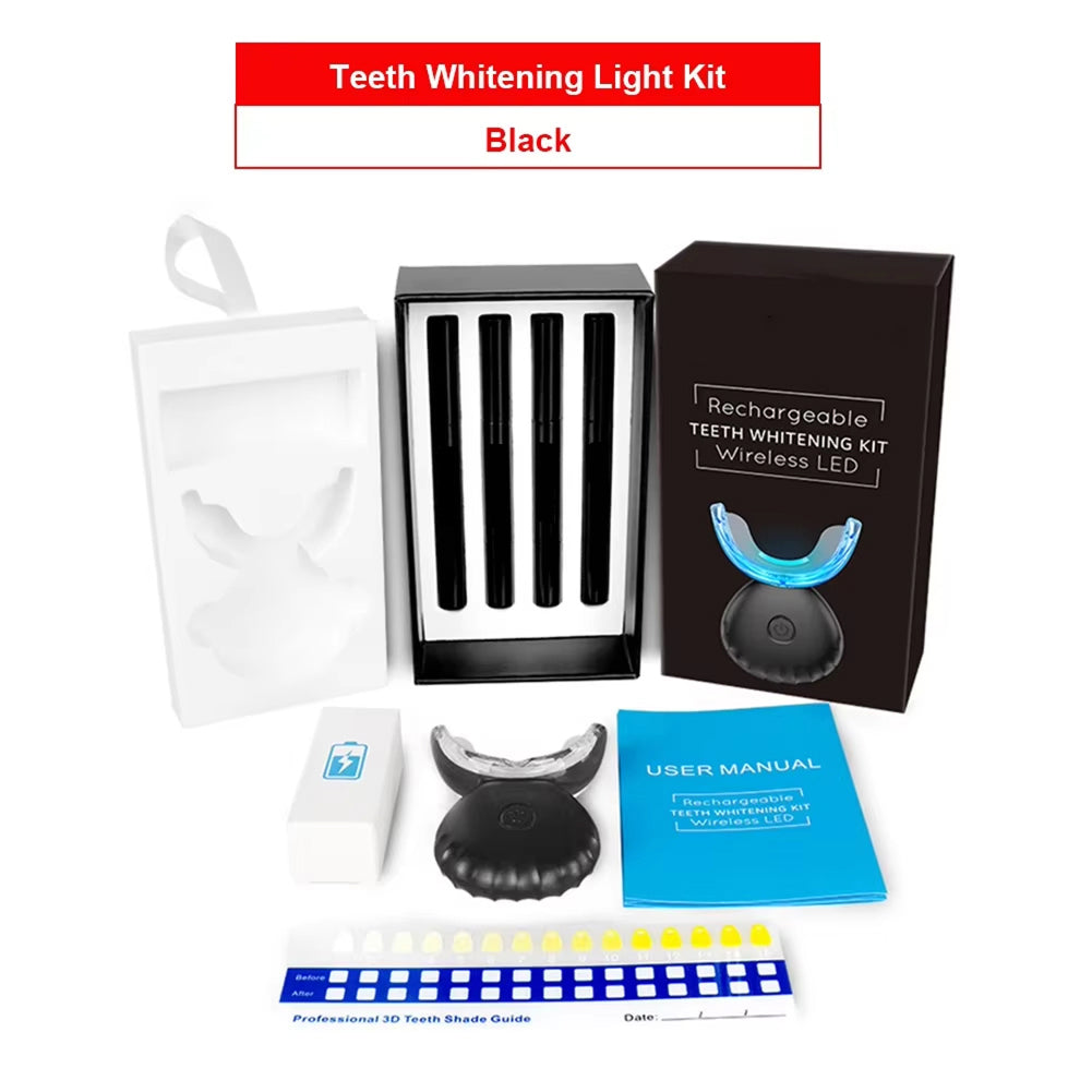 LumiMouni Professional LED Teeth Whitening Kit with 16 High-Power Bulbs, 35% Carbamide Peroxide and Wireless USB Rechargeable Base