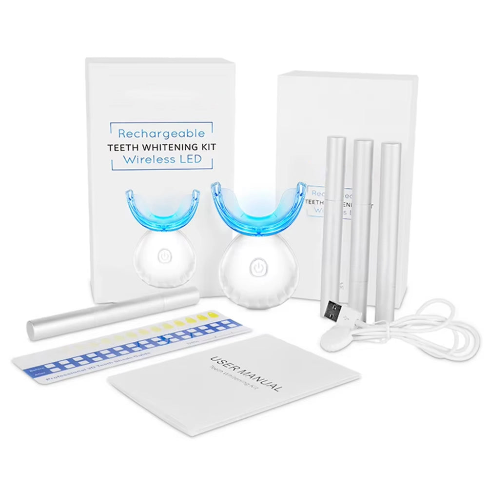LumiMouni Professional LED Teeth Whitening Kit with 16 High-Power Bulbs, 35% Carbamide Peroxide and Wireless USB Rechargeable Base