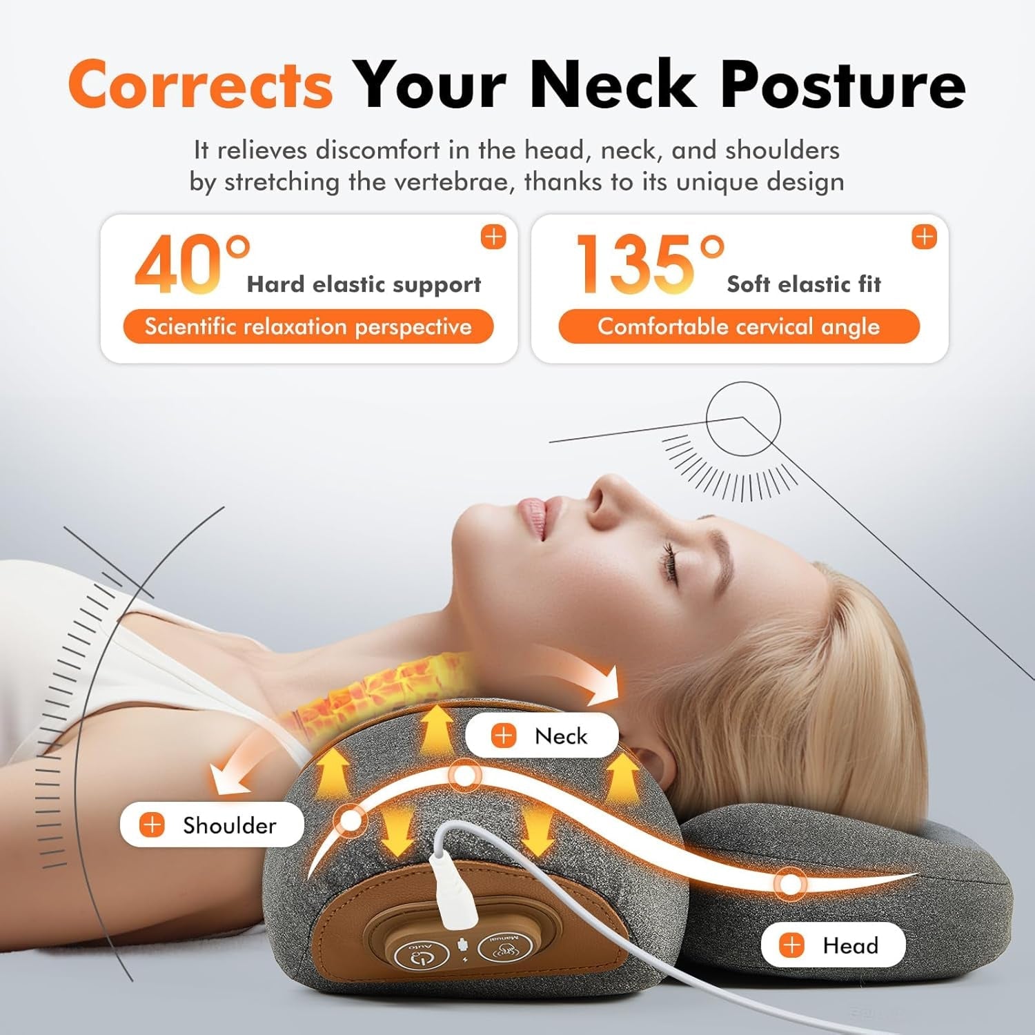 LupiSopix 3-in-1 Neck Massager Pillow for Posture Correction