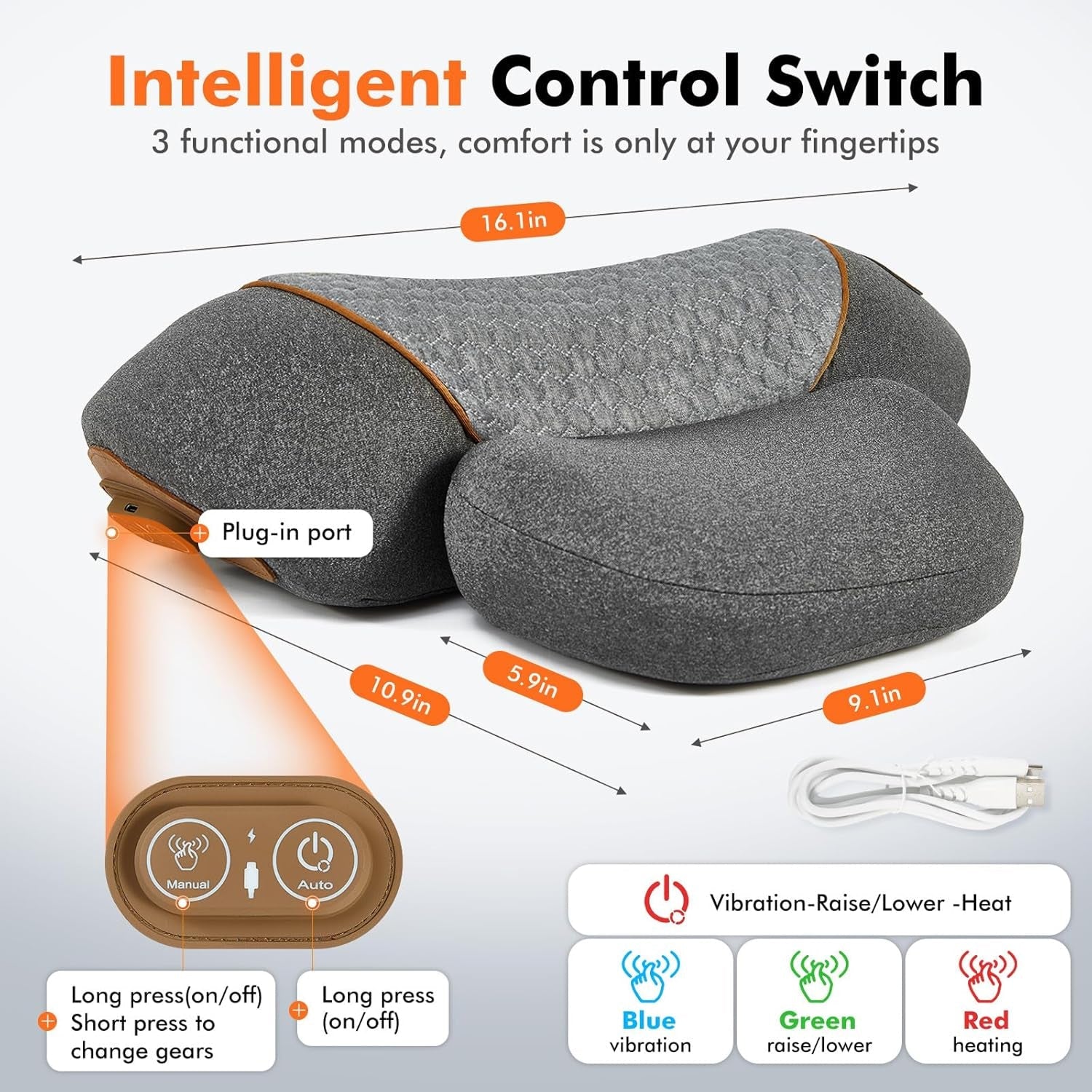 LupiSopix 3-in-1 Neck Massager Pillow for Posture Correction