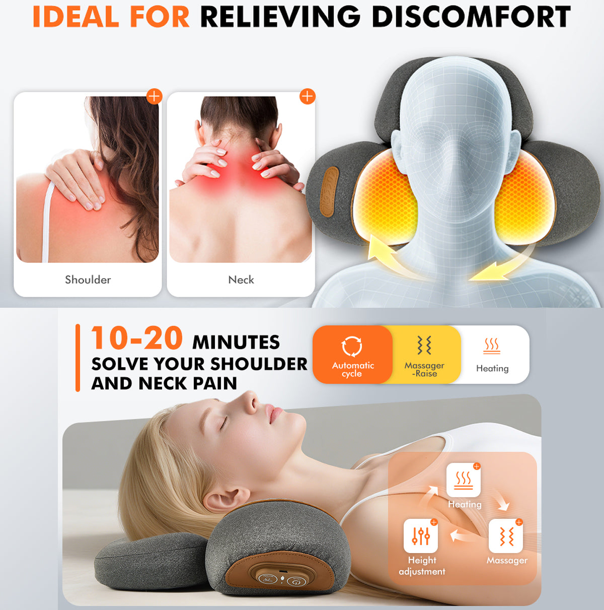 LupiSopix 3-in-1 Neck Massager Pillow for Posture Correction