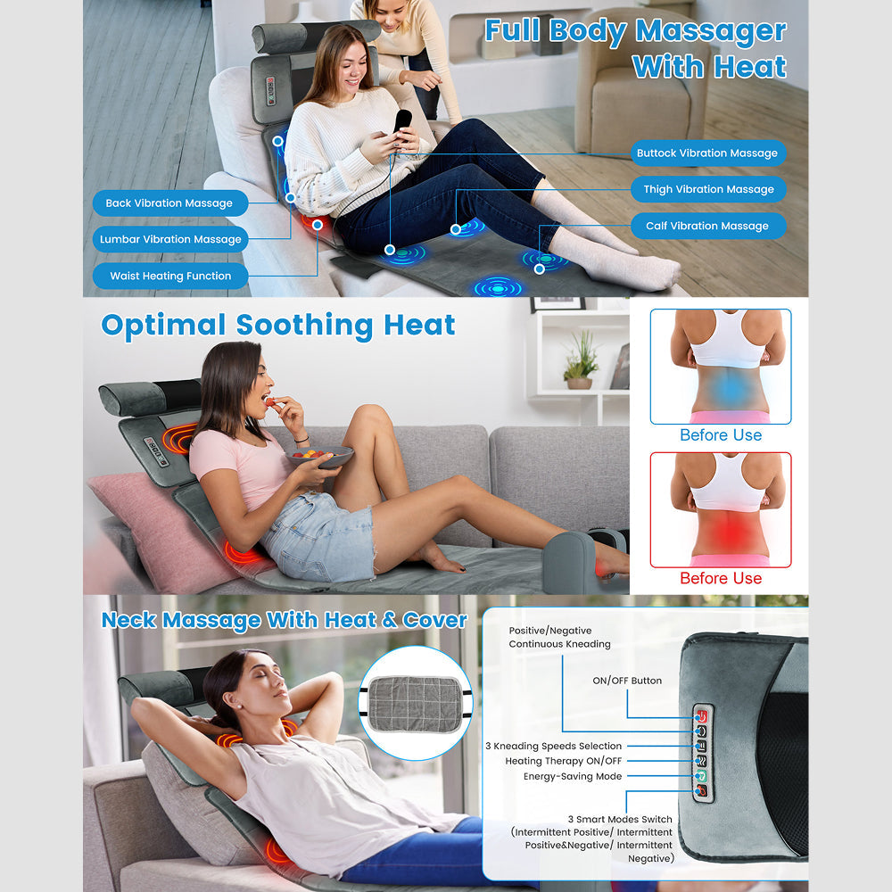MajixLiva Full Body Massage Mat with Heat and Neck Kneading