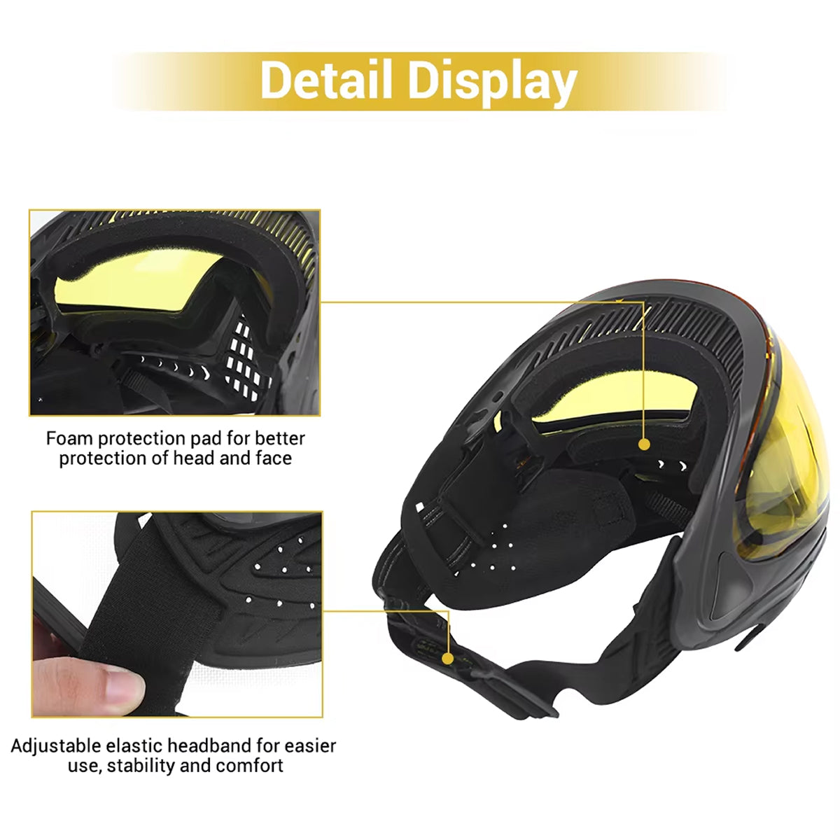 MaskiVax 150° Panoramic Airsoft Mask with 2.5mm Anti-Fog Lens, Soft Silicone Frame and High-Impact Neoprene Protection