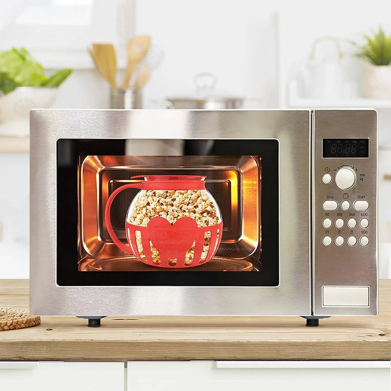 MazeJoid Microwave Popcorn Popper 2.25 Quart Glass Snack Maker