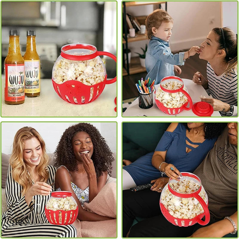 MazeJoid Microwave Popcorn Popper 2.25 Quart Glass Snack Maker