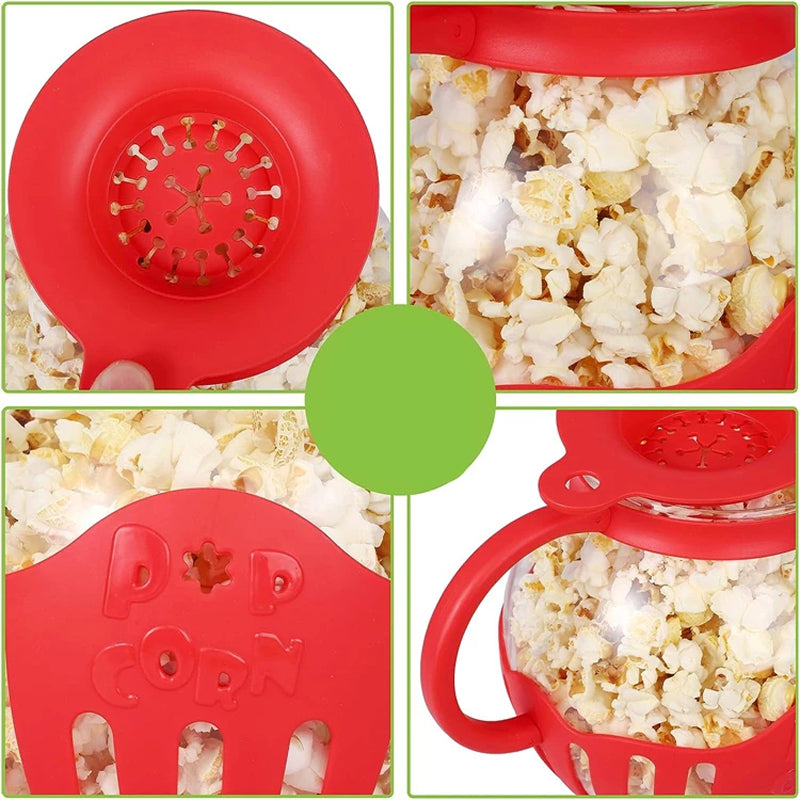 MazeJoid Microwave Popcorn Popper 2.25 Quart Glass Snack Maker