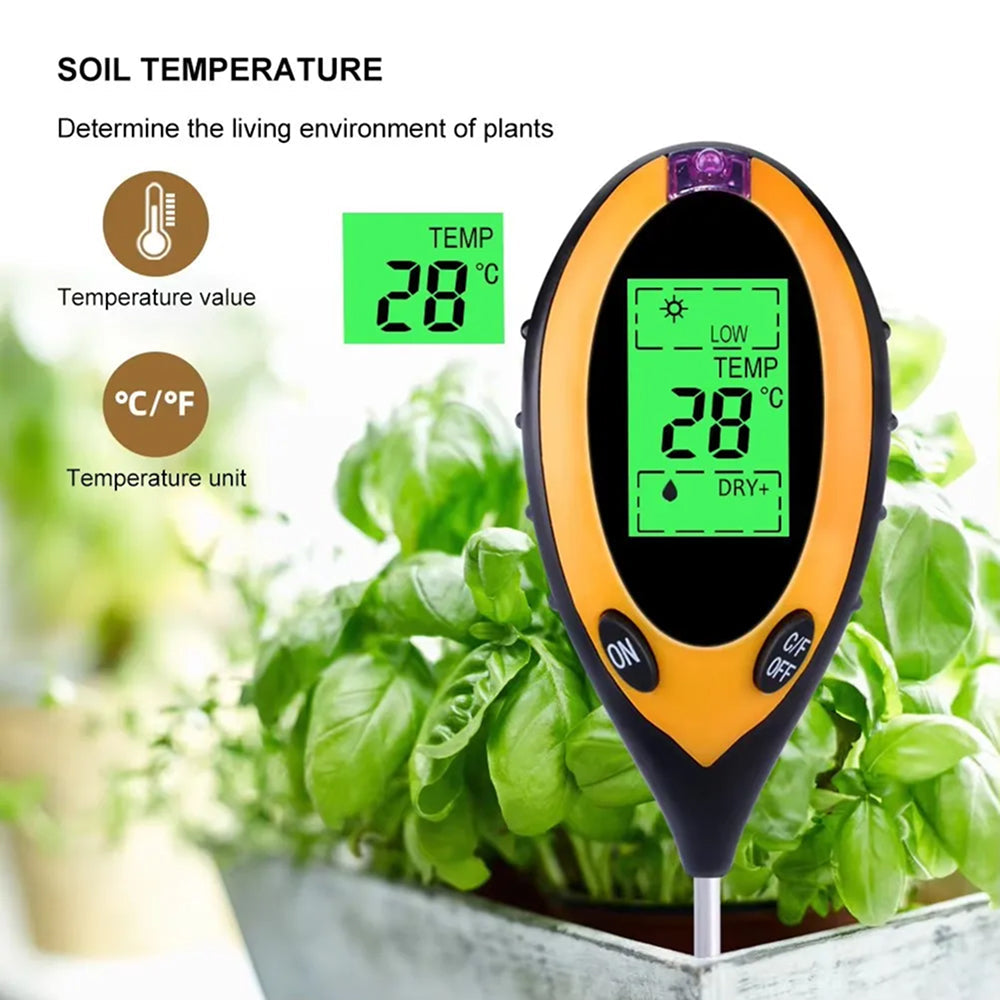 MaziSoil 4-in-1 Soil Tester for pH, Moisture, Light, and Temp