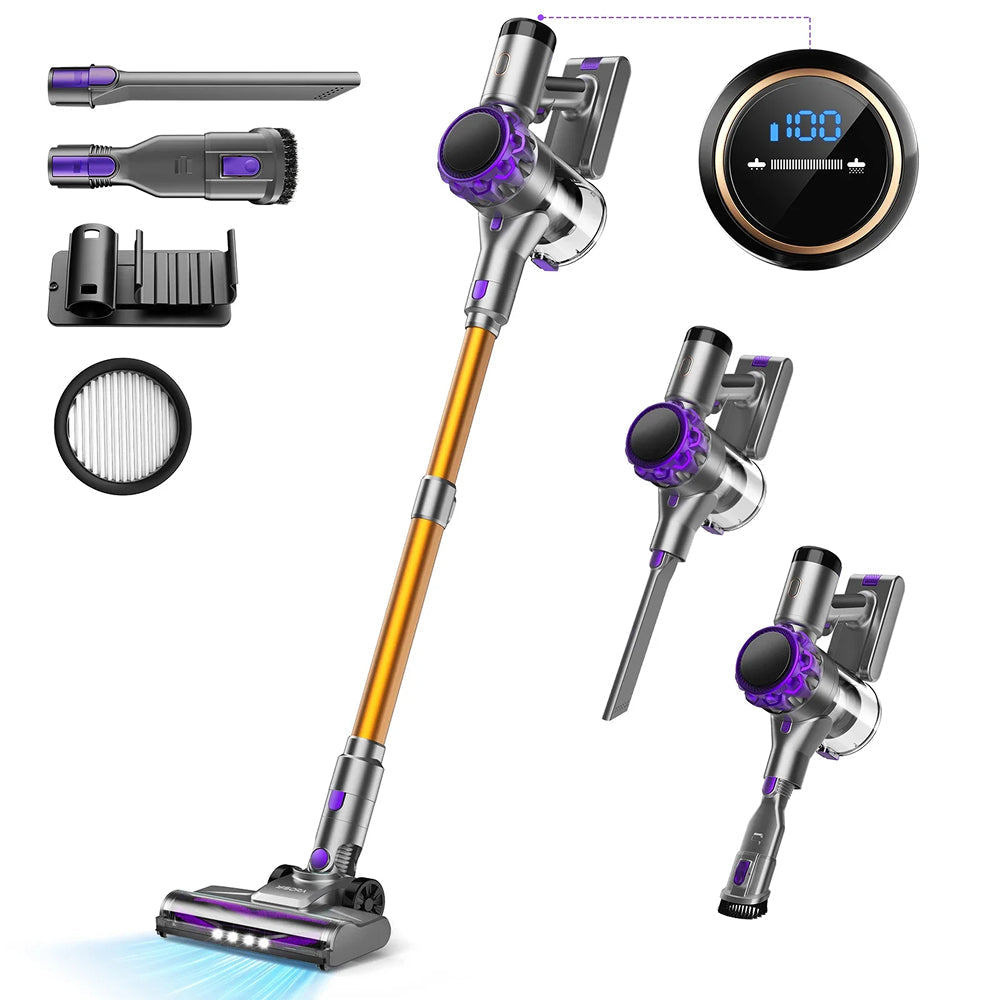MekValix S3P 45,000Pa Cordless Stick Vacuum with Tangle-Free Brush
