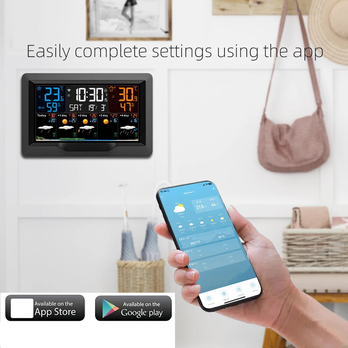 MenaNoxi WiFi Smart Weather Station with 5-Day Forecast & UV Index