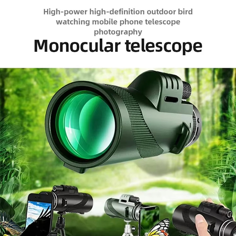 MenixFos 80x100 Monocular Telescope High Power BAK4 Prism with Smartphone Adapter & Tripod