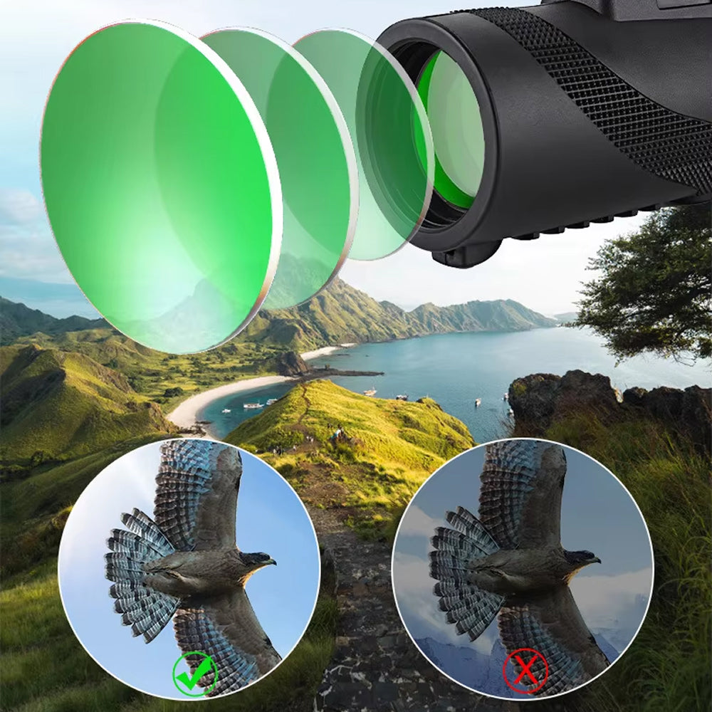 MenixFos 80x100 Monocular Telescope High Power BAK4 Prism with Smartphone Adapter & Tripod