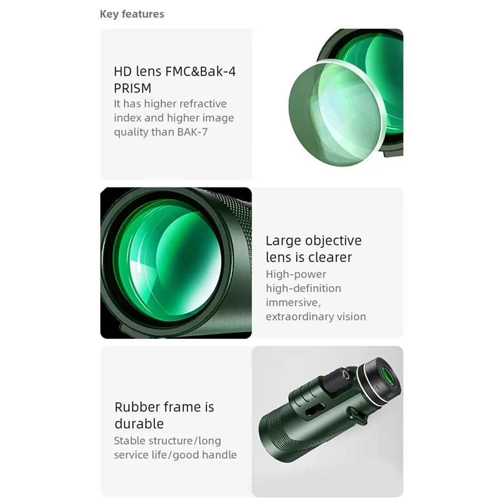 MenixFos 80x100 Monocular Telescope High Power BAK4 Prism with Smartphone Adapter & Tripod