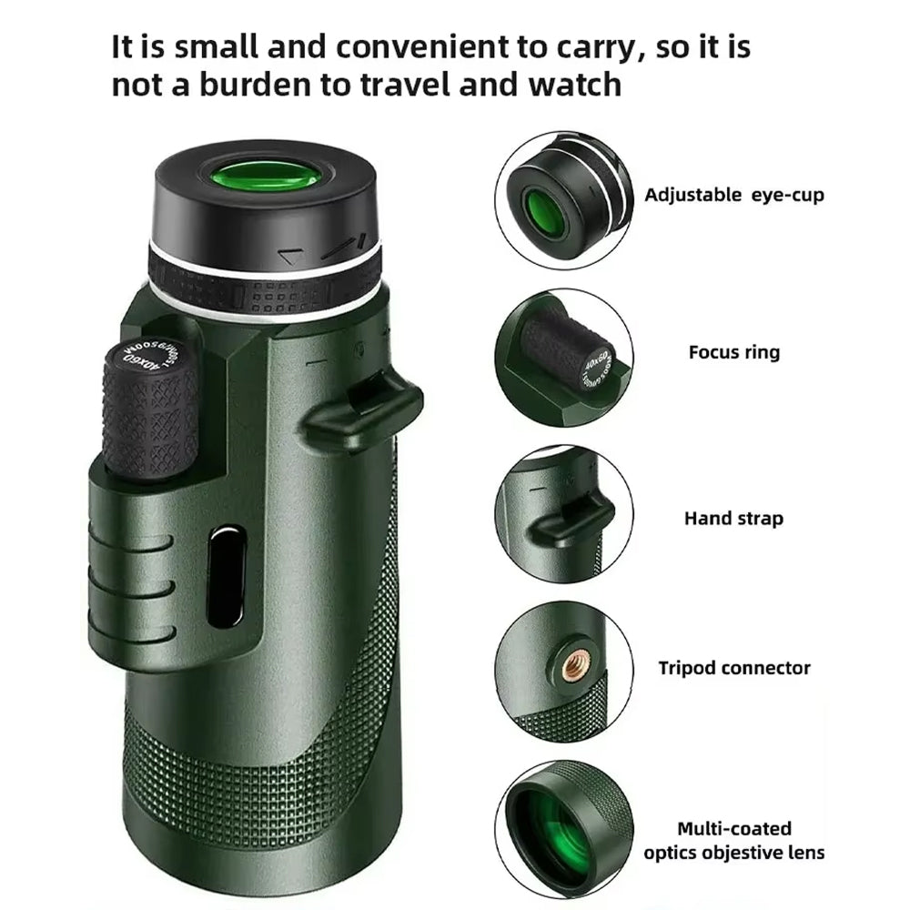 MenixFos 80x100 Monocular Telescope High Power BAK4 Prism with Smartphone Adapter & Tripod