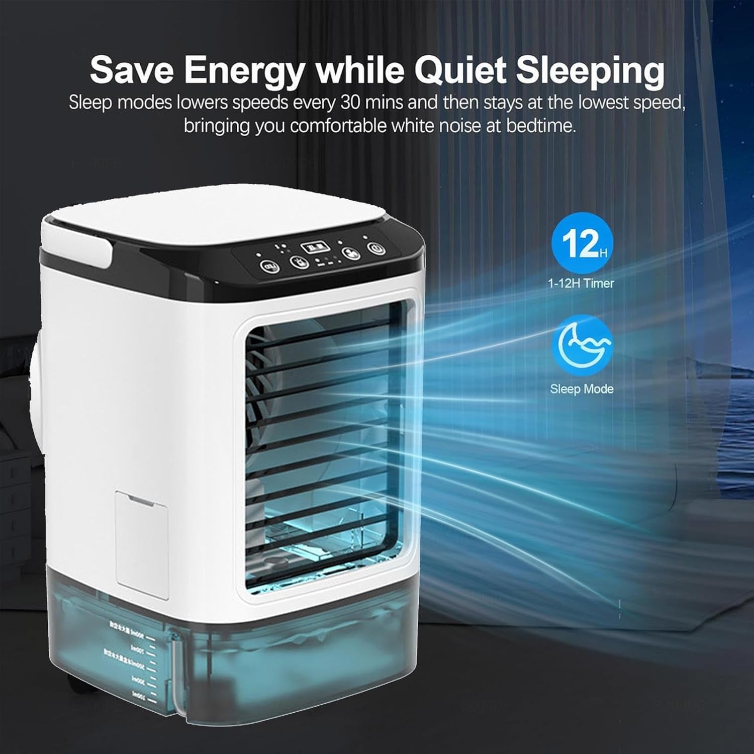 MintFesi Misting Fan 900mL Ice Compartment 10-in-1 Humidifier Quiet 35dB Portable Cooler