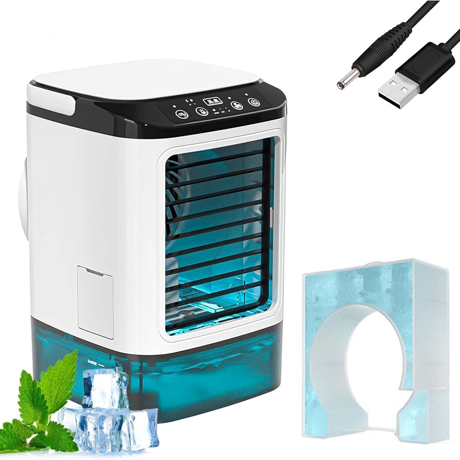 MintFesi Misting Fan 900mL Ice Compartment 10-in-1 Humidifier Quiet 35dB Portable Cooler