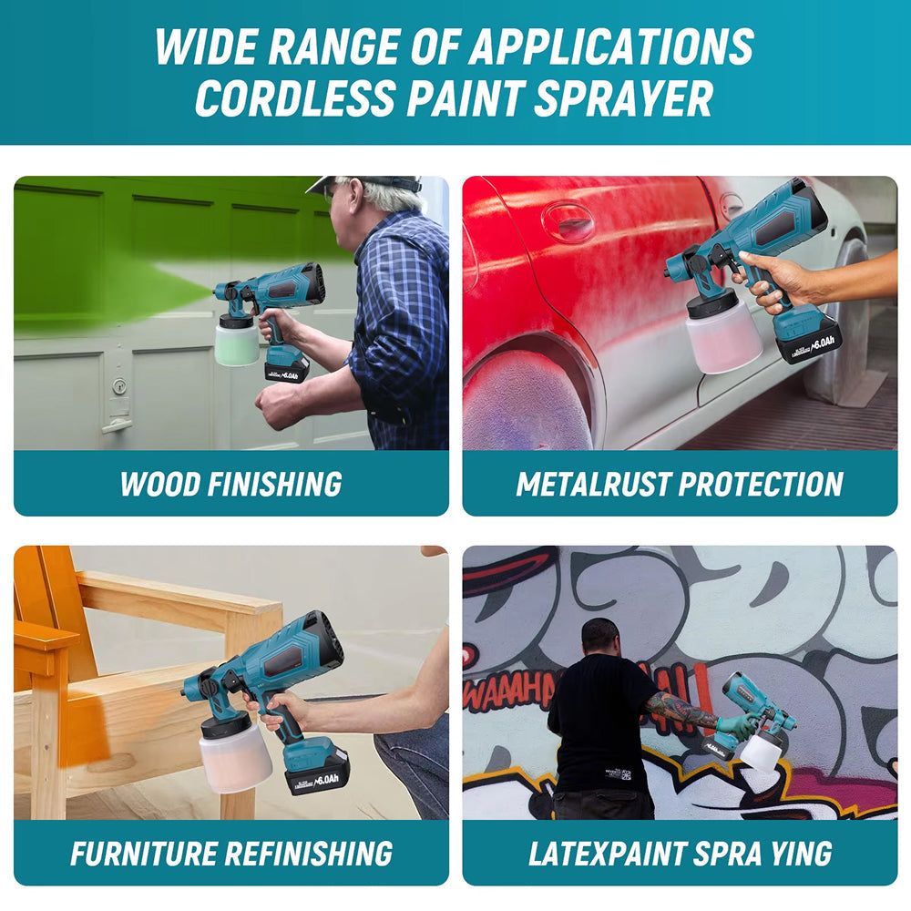MistVici Cordless Paint Sprayer 1000ml/min for Makita 18V Battery with 3 Spray Patterns