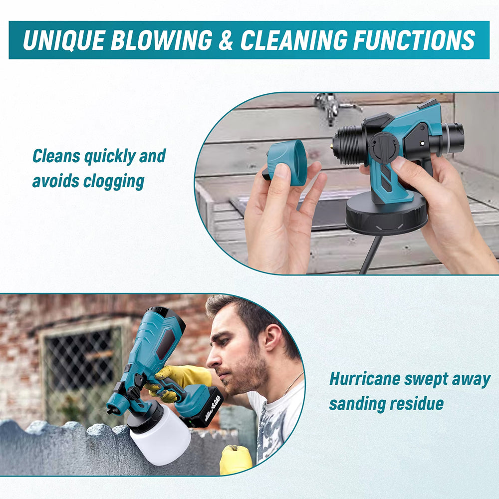 MistVici Cordless Paint Sprayer 1000ml/min for Makita 18V Battery with 3 Spray Patterns