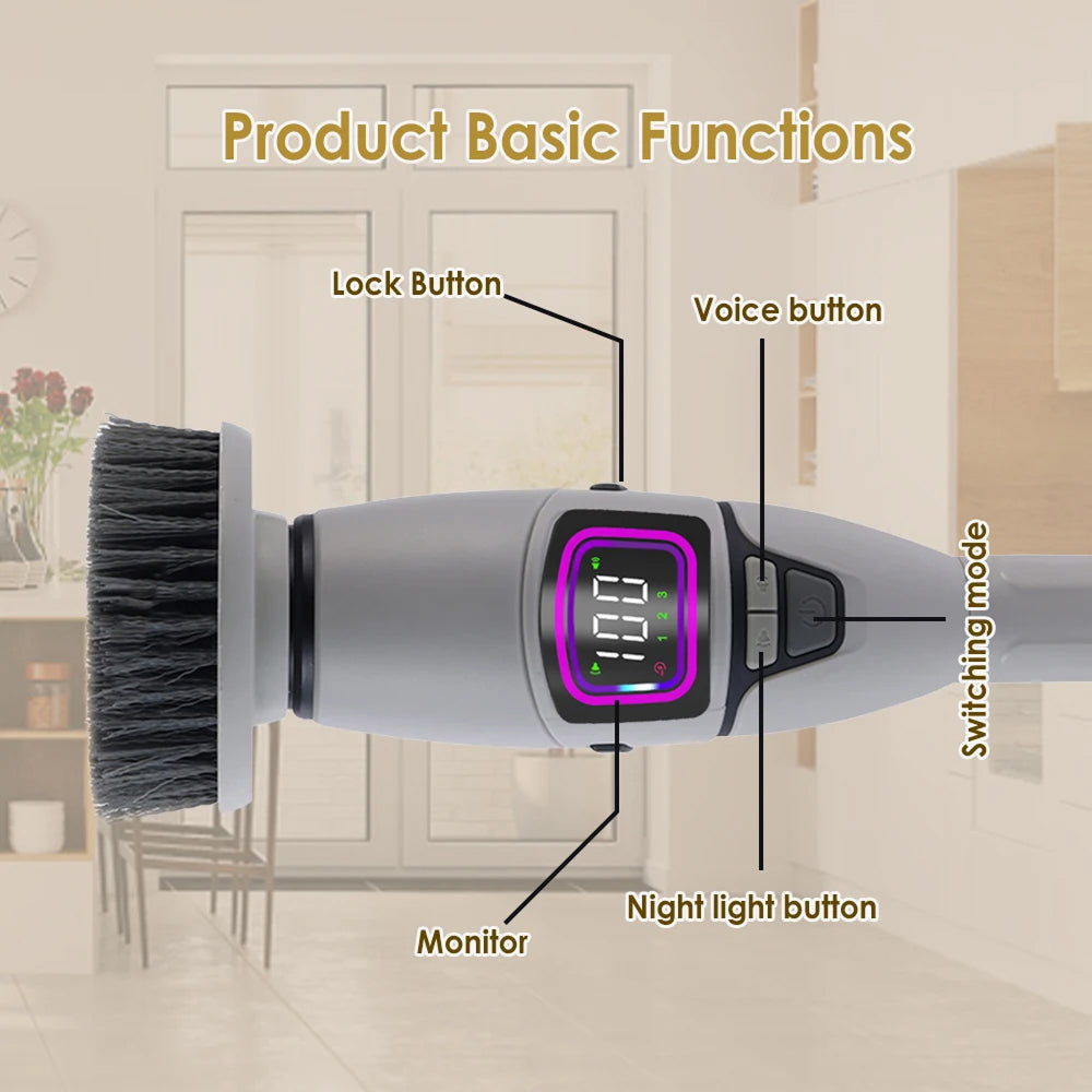 MixiRube 10-in-1 Electric Spin Scrubber with Telescopic Handle