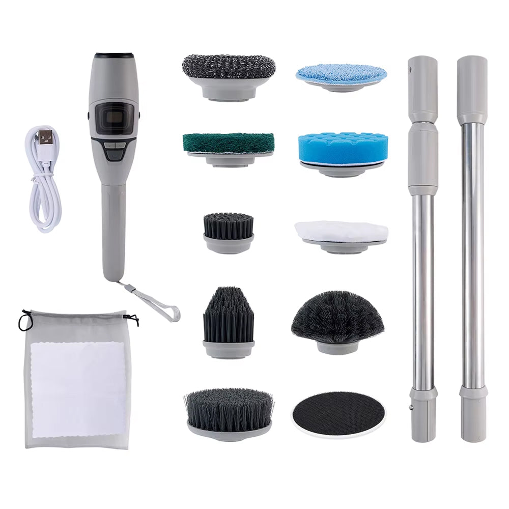 MixiRube 10-in-1 Electric Spin Scrubber with Telescopic Handle