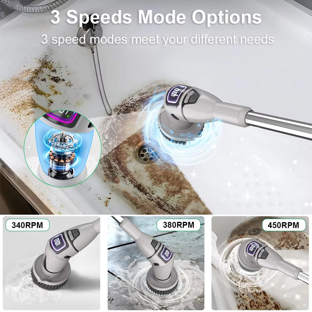 MixiRube 10-in-1 Electric Spin Scrubber with Telescopic Handle