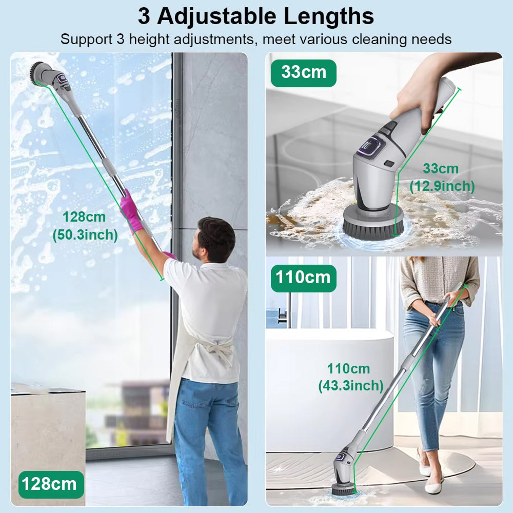 MixiRube 10-in-1 Electric Spin Scrubber with Telescopic Handle