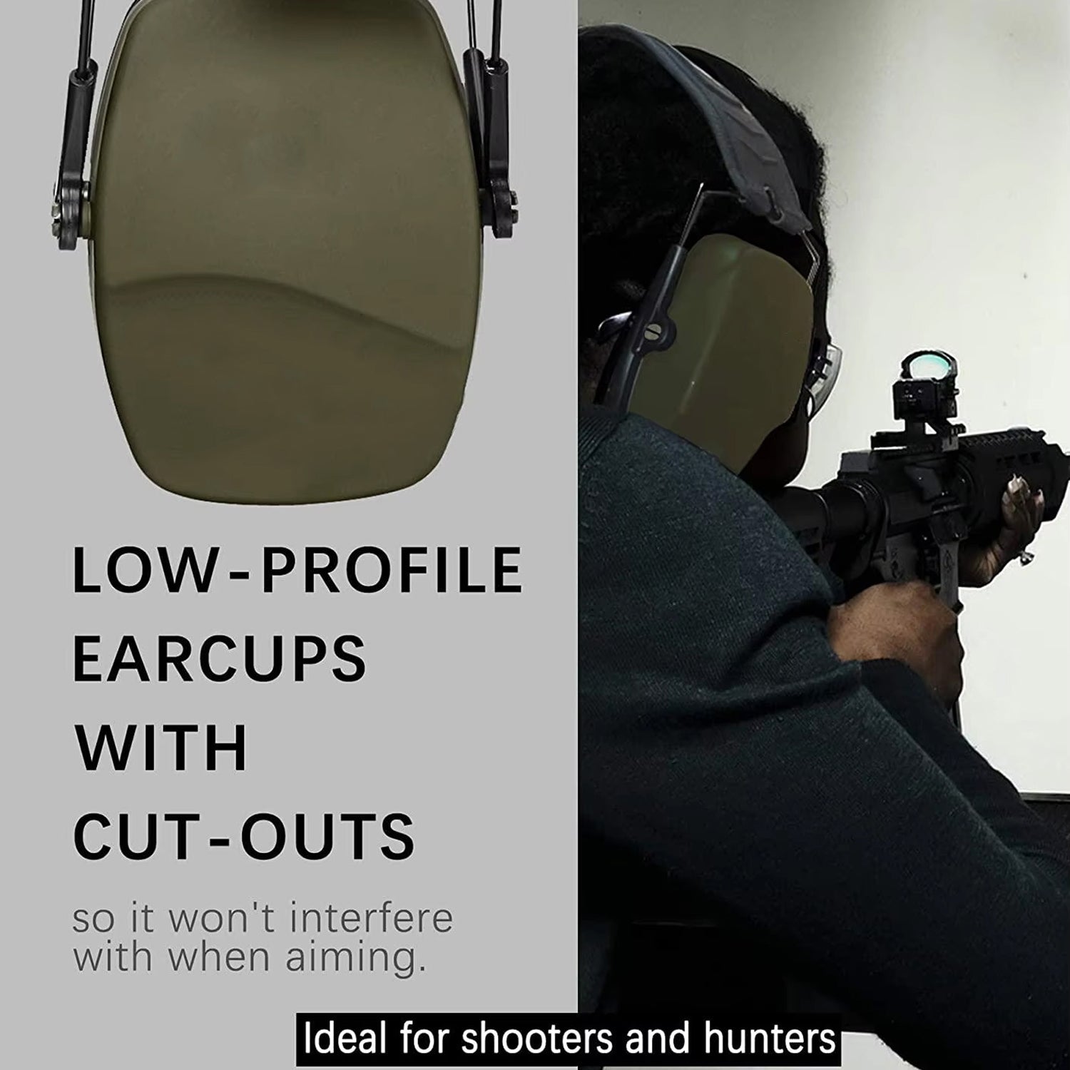 MuffleXis Professional Shooting Ear Muffs with NRR 26dB Protection, Low-Profile Cheek Weld Cut-out and ANSI S3.19 Certification