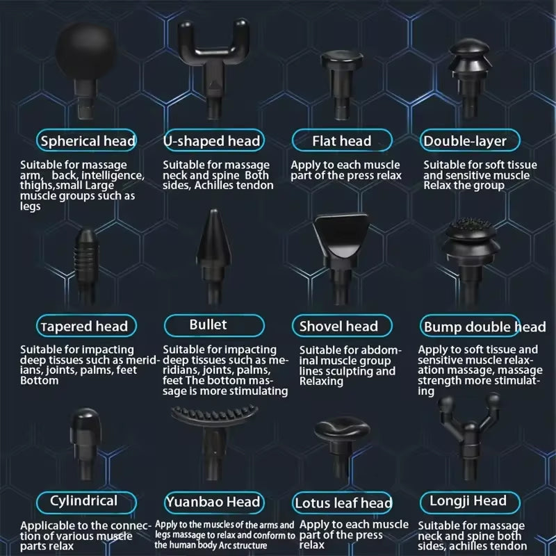 MusClixe Deep Tissue Massage Gun - 32 Speeds & 12 Heads