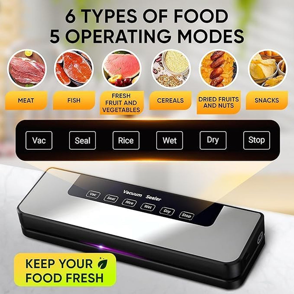 NanadMixi Professional Vacuum Sealer Machine with 65KPA Suction, UV Sterilization and 5-Mode Precision Food Preservation