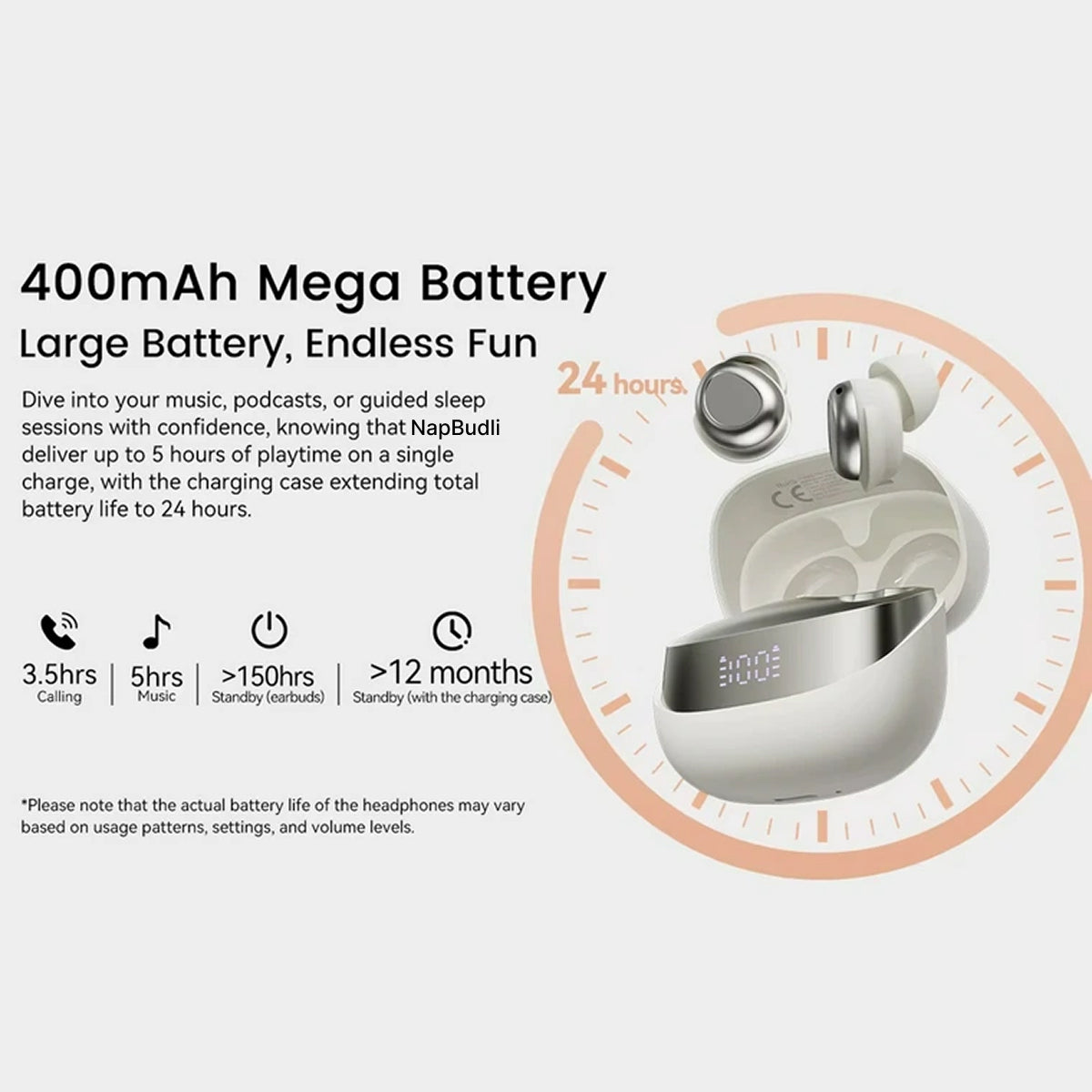 NapBudli Weightless Sleep Earbuds for Side Sleepers