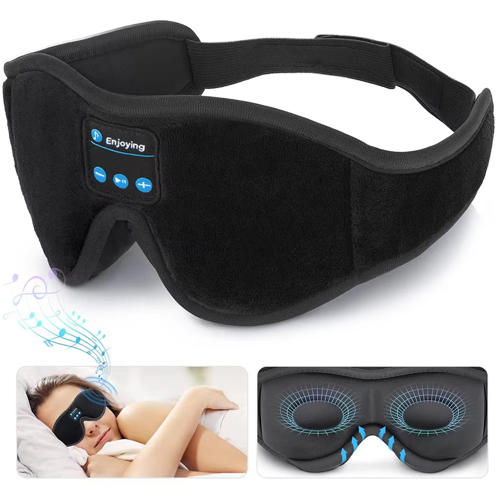 NapMify Bluetooth Sleep Mask 100% Light Blockout with 3D Memory Foam, HD Side-Sleeper Speakers and 10H Battery