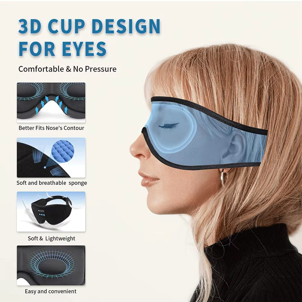 NapMify Bluetooth Sleep Mask 100% Light Blockout with 3D Memory Foam, HD Side-Sleeper Speakers and 10H Battery